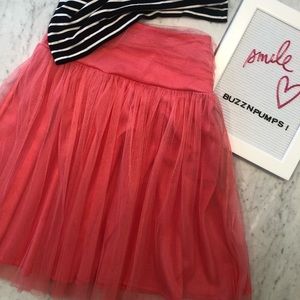 Pink tulle midi skirt